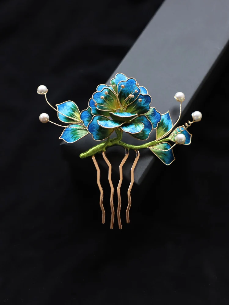 

Traditional Velour Flower Hair Comb Retro Sle Women's Hair Accories Hanfu Posture Headwear Side Hairpin Non-Embedded