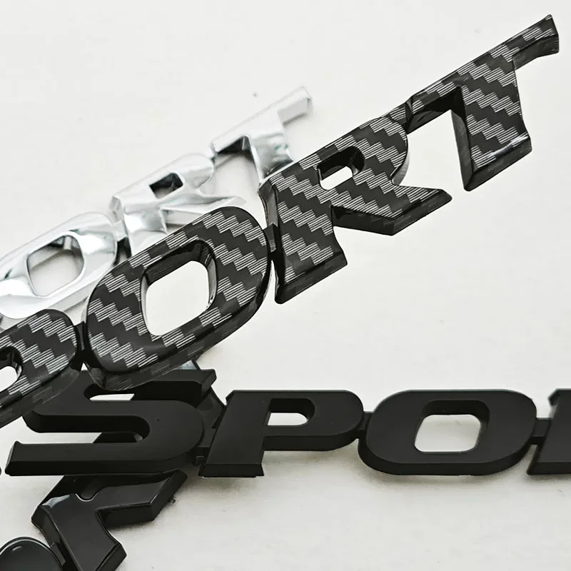 1pc 3D Chrome Black ABS Car Letters Logo SPORT Emblem Badge Sport Stickers Car Rear Trunk Accessories