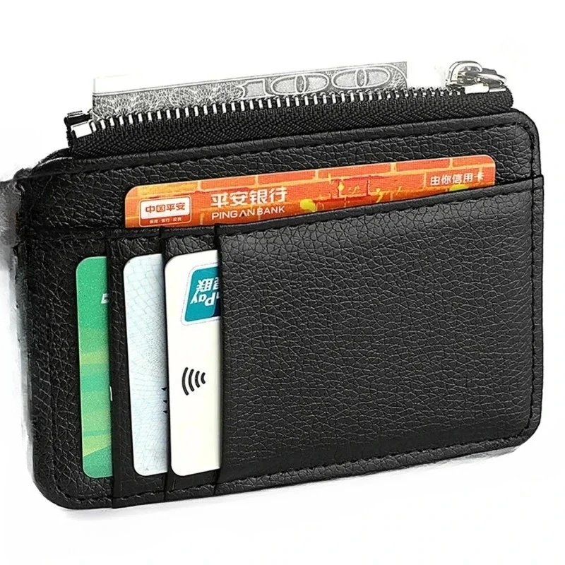 

Small, Ultra-thin Zippered Premium Leather Card Clip - A Practical and Convenient Wallet, Easy To Access Card Short Coin Wallet