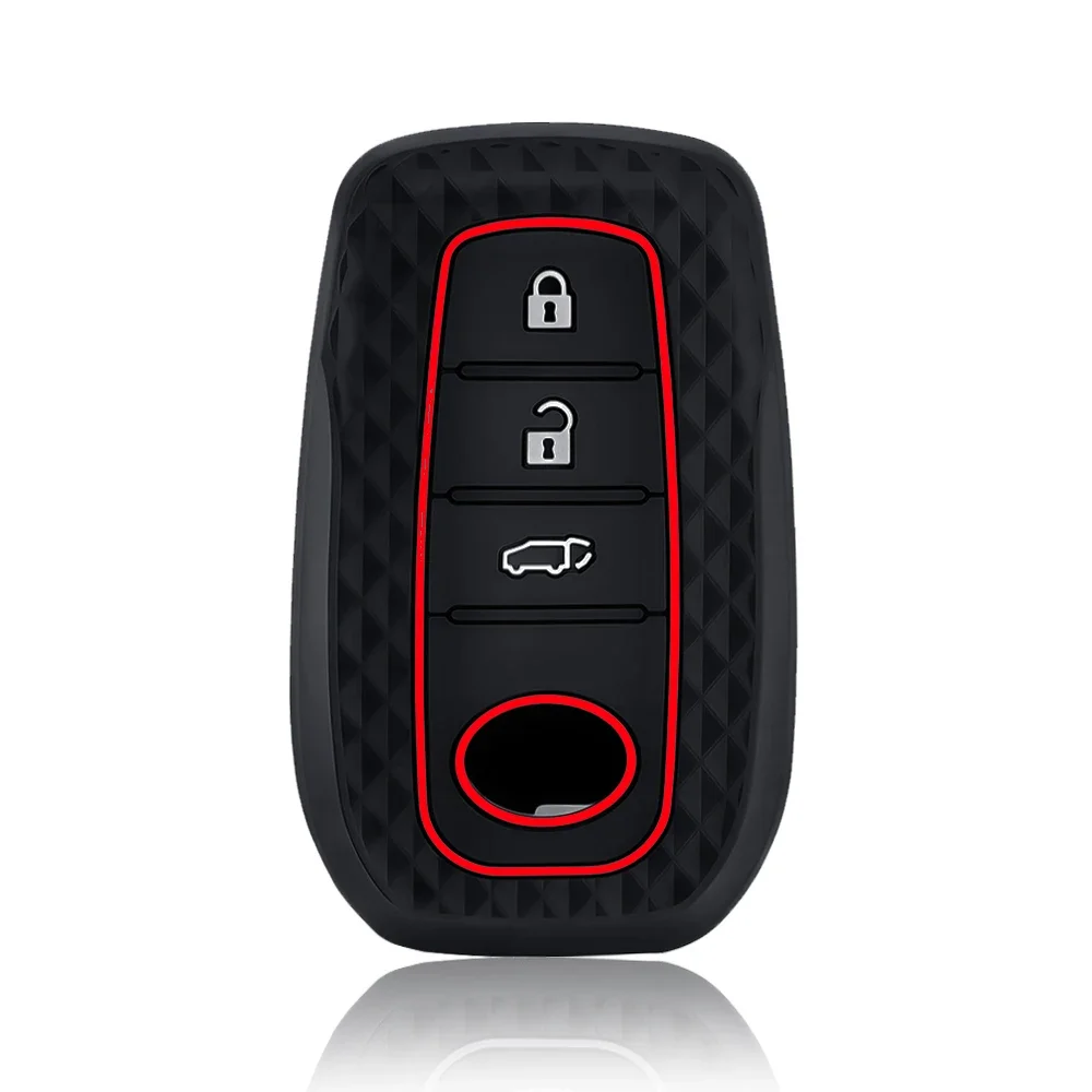 Silicone Car Key Case Cover Chain For Toyota Corolla Hatchback Cross Yaris Cross Prius Hilux Land Cruiser LC200 LC250 LC300 - view 2