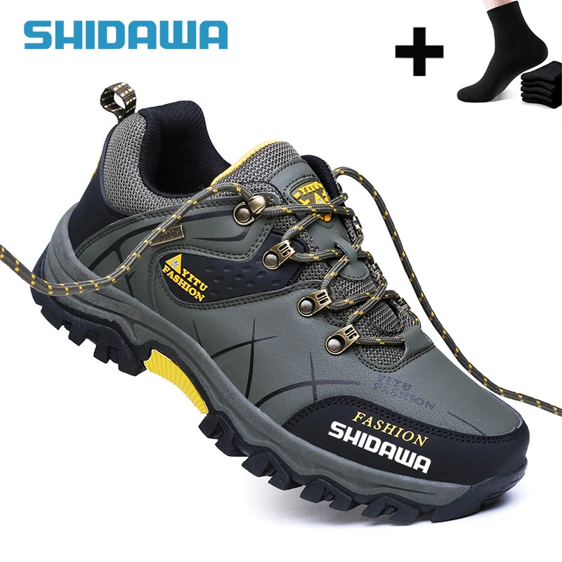 Shidawa-Men's Waterproof Fishing Shoes Non-Slip Wear-Resistant Mountaineering Sports Shoes Breathable Camping Hiking Outdoor