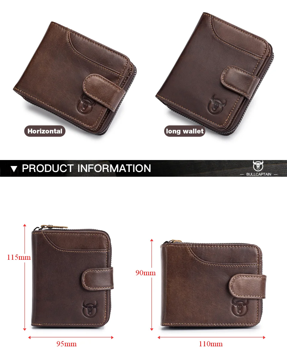 BULLCAPTAIN Business Männer Geldbörse Aus Echtem Leder Geldbörse Multi-Funktion Visitenkarte Halter Kleine Karte Box Leder Geldbörse Mann – Detail 5