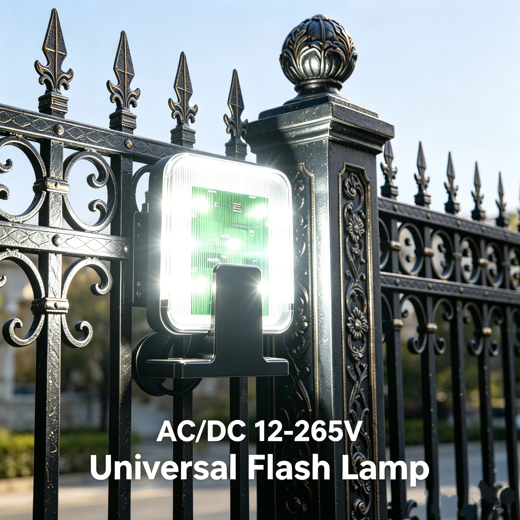 AC/DC 12-265V Security Flash Lamp Electric Gate Strobe Warning Light Universal Gate LED Accessory for Garage Door&Automatic