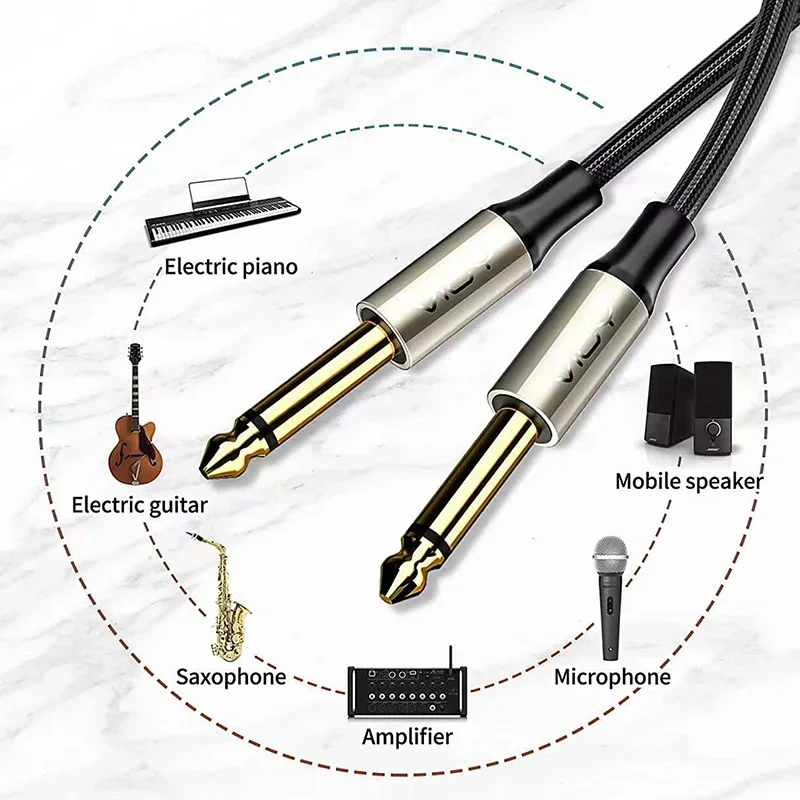 1/4 Inch Guitar Instrument Cable Jack 6.35mm Male To Male Mono Audio Cord for Guitar Piano Bass Keyboard Speaker Amplifier Etc