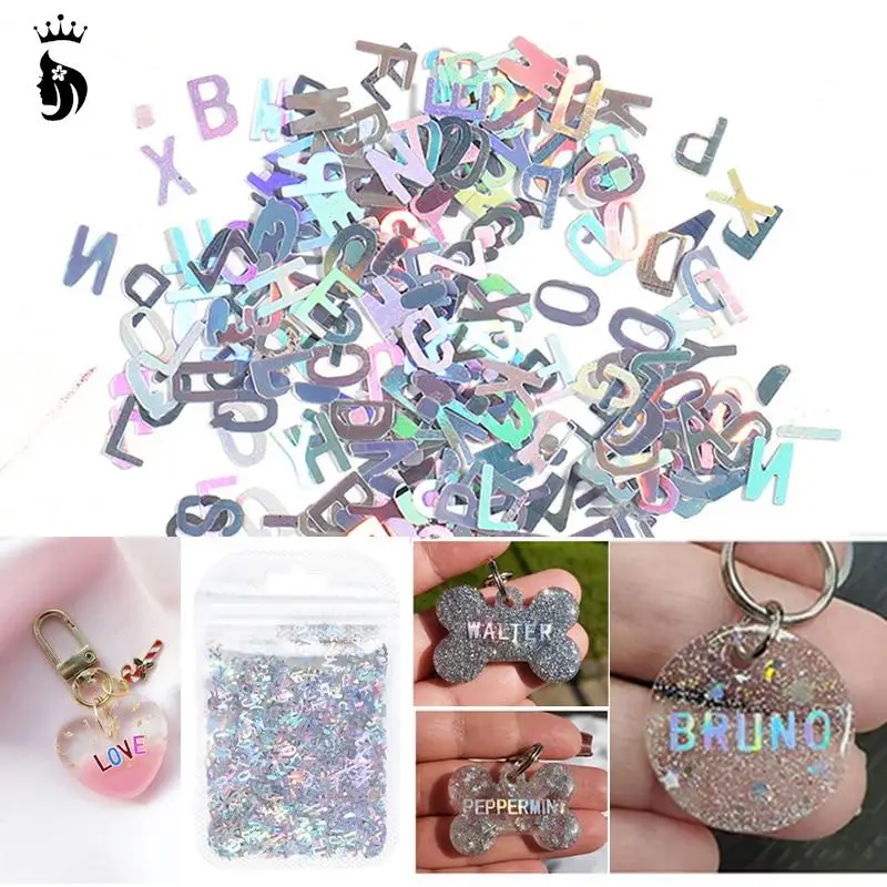 Alphabet Resin Sequins Holographic English Letter Glitter For Epoxy Resin Filling Accessories Silicone Mold Jewelry Making DIY