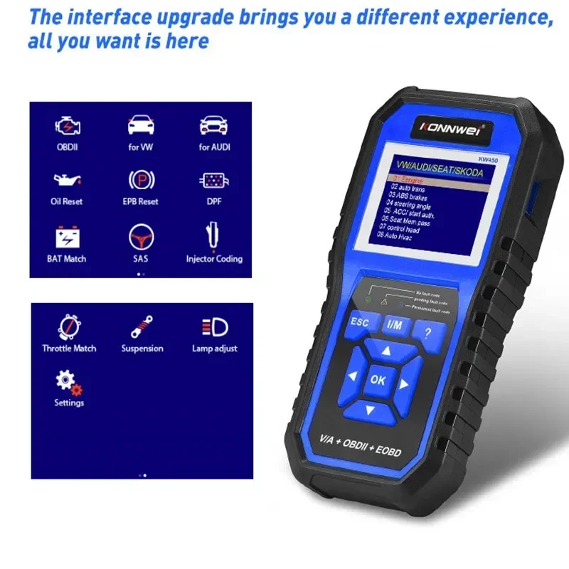 KONNWEI KW450 OBD2 Diagnostic Tool OBD2 Professional Scanner Function Engine Check Car Fault Detector/KW208/KW510/KW650/KW850