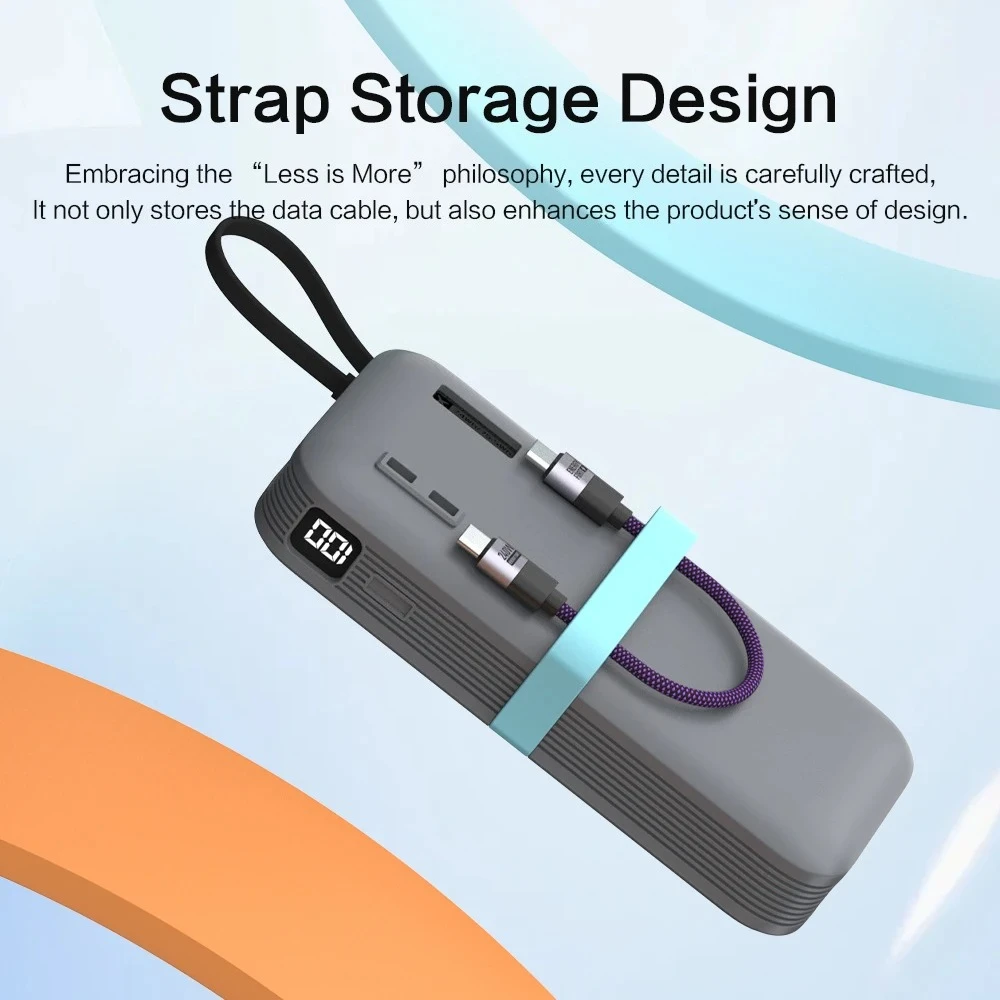 Silicone Case For CUKTECH CP25 20000mAh Power Bank Includes Cable strap 55W Two-Way Fast Charge Self Portable Powerbank