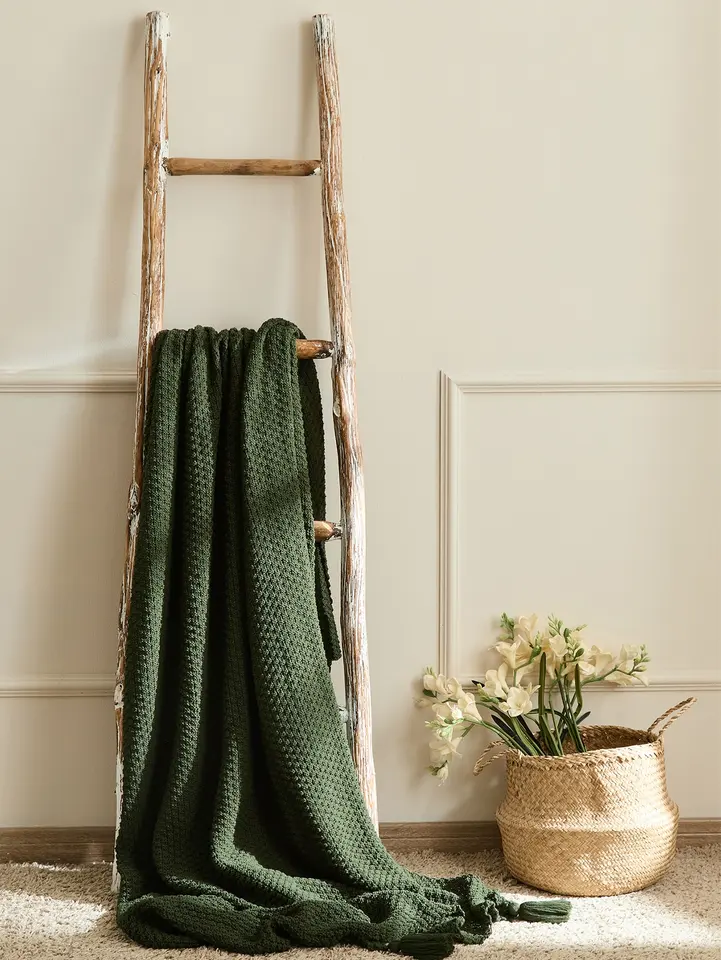 Solid Color Lightweight Acrylic Knit Throw Blanket