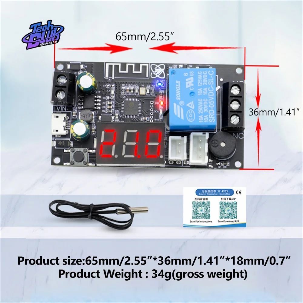 Termostato remoto WIFI modulo regolatore di temperatura ad alta precisione raffreddamento e riscaldamento APP raccolta della temperatura XY-WFT1