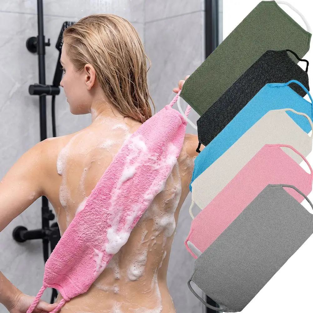 Shower Exfoliating Back Scrubber Bath Belt NylonTowel Deep Mud Clean Korean Body Washcloth Japanese Rear Scrub Pull Strap