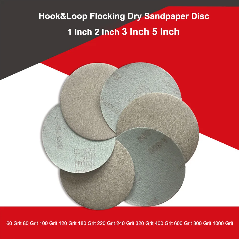 

1Inch-5Inch Hook&Loop Flocking Dry Sandpaper Grinding Disc 60-1200 Grit Self-adhesive Sanding Paper Abrasive Polishing Tool