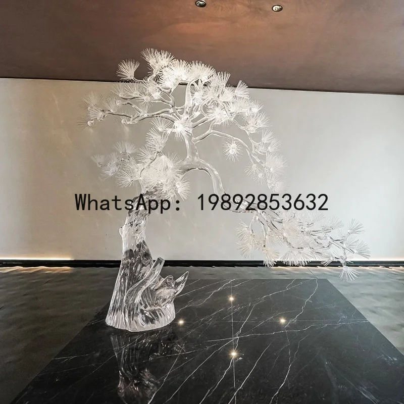 Transparent Welcoming Pine Floor Ornament Large Artificial Tree Trunk Landscaping Sculpture