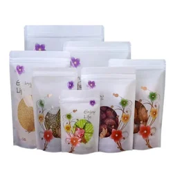 100PCS Stand-up White Plastic Ziplock Bag DIY Enjoy Life Drip Coffee Beans Snack Spice Sugar Tea Matcha Cocoa Packaging Pouches