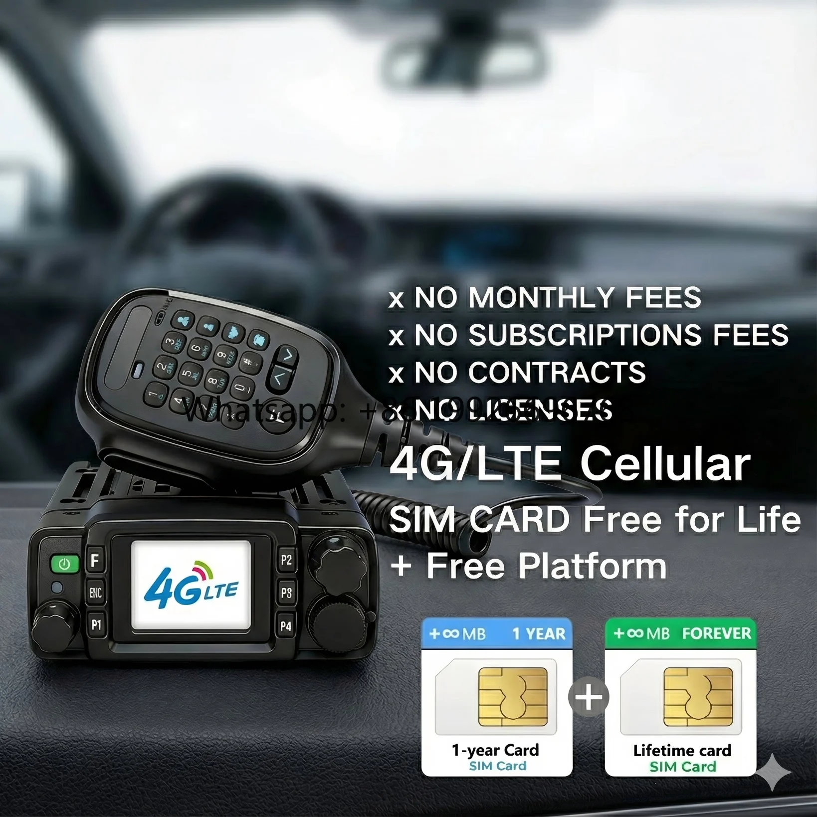 Lifetime Free 4G LTE PoC Mobile Radio Car Vehicle Walkie Talkie SIM Card Free Platform Global Range Truck Fleet Logistics