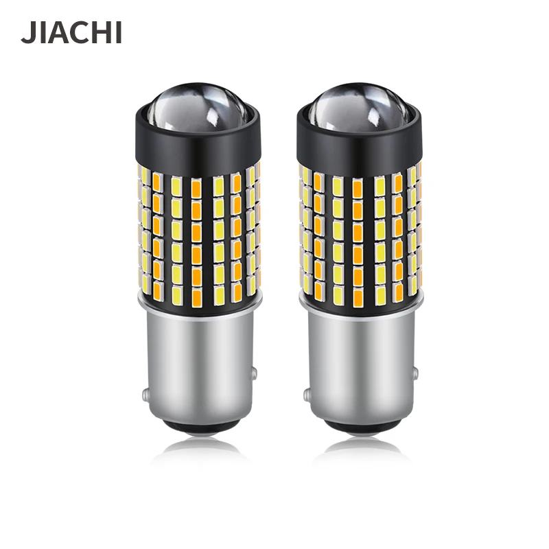 JIACHI 100PCS Super Bright White&Yellow Auto Car Dual Light Switchback Led BAY15D P21/5W BAZ15D 1157 3157 7443 Lamps Bulb 120smd