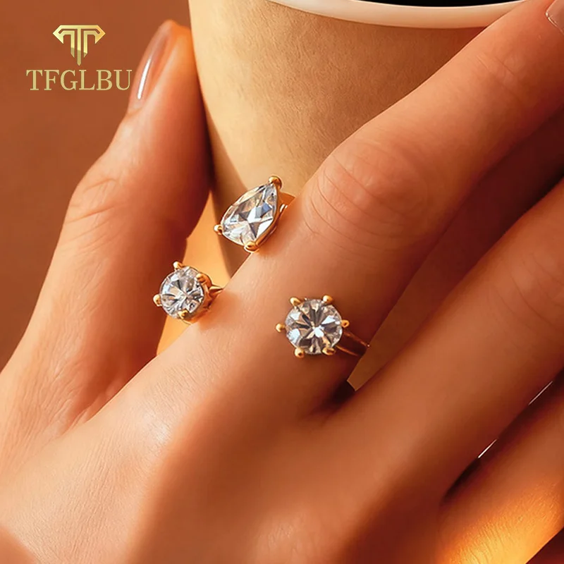

TFGLBU D VVS1 Кольцо с муассанитом для женщин Test Pass Lab Diamond Solid S925 Посеребренное 18-каратное кольцо для вечеринки Ювелирные изделия Подарок на день рождения