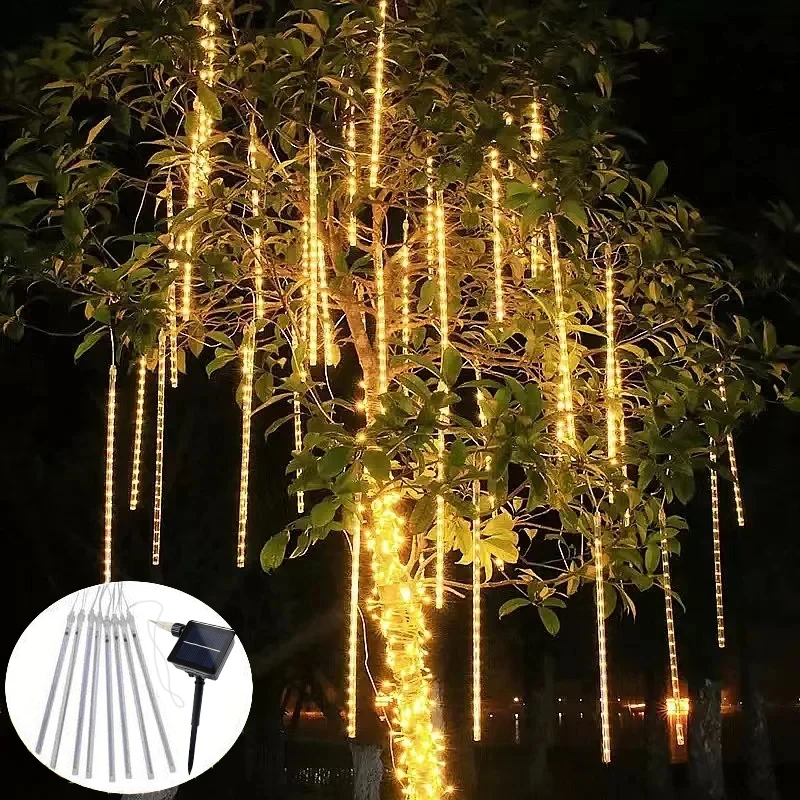 

LED 30/50cm Outdoors 8 Tube Solar Meteor Shower Light Falling Raindrop for Fairy String Light Christmas Holiday Yard Decoration