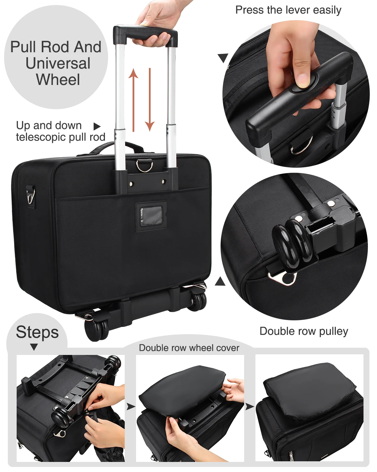 Lightweight Travel Rolling Trolley Cosmetic Organizer Storage Box Makeup Sets Women Cosmetic Bag Makeup Train Case