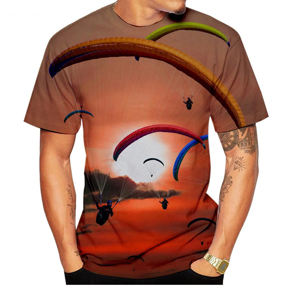 New Extreme Sports Paraglider 3D Print T-Shirts Summer Men Women Short Sleeve T Shirt Oversized Harajuku Tees Tops Kids Clothing