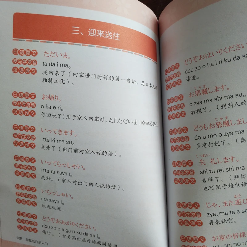 Zero Basic Self-study Japanese,English,Korean Easy To Learn Japanese Words Teaching Material Book for Beginer