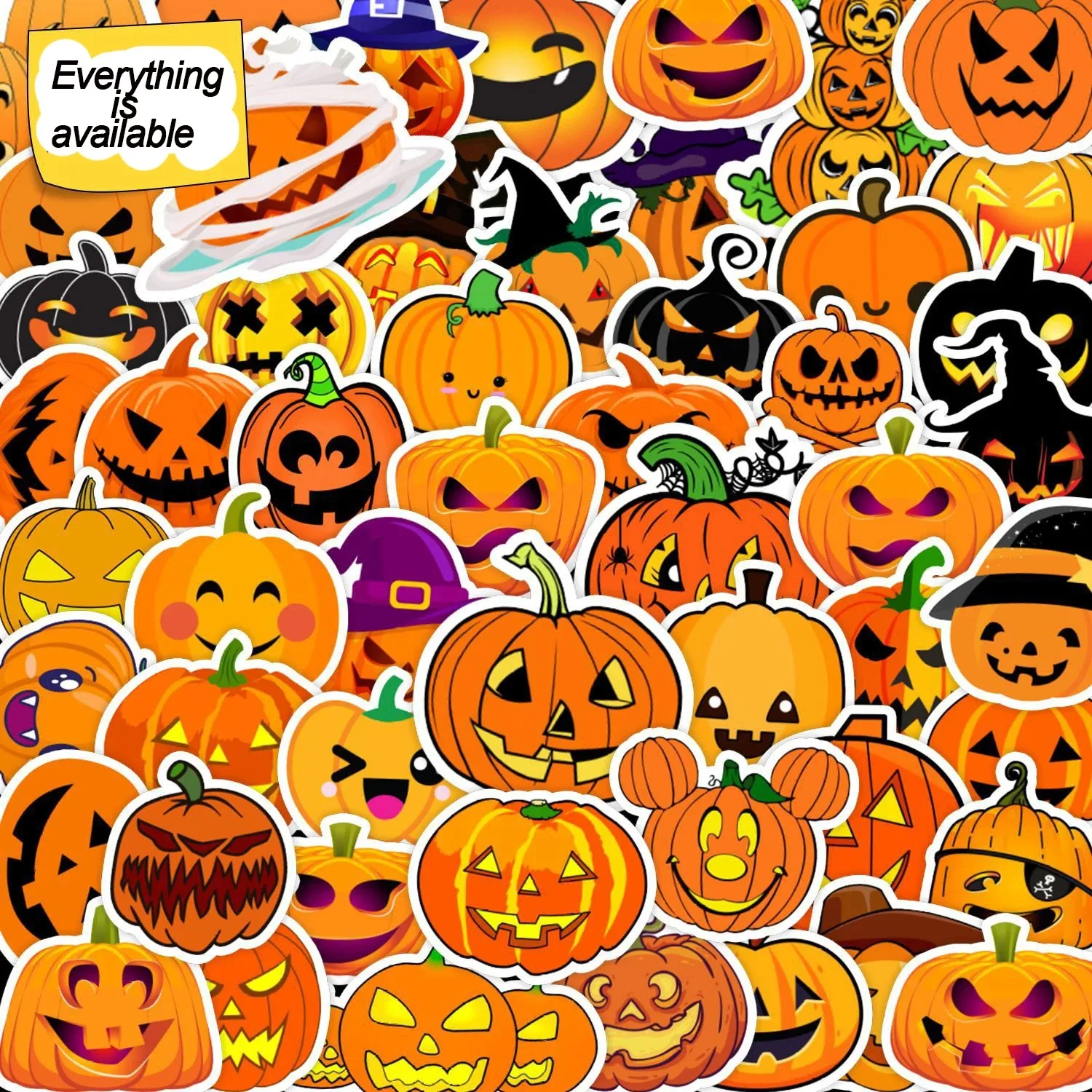 10/30/50PCS Halloween Pumpkin Skeleton Sticker Decoration Notebook Suitcase Fridge Scrapbook Waterproof Sticker Toy Wholesale