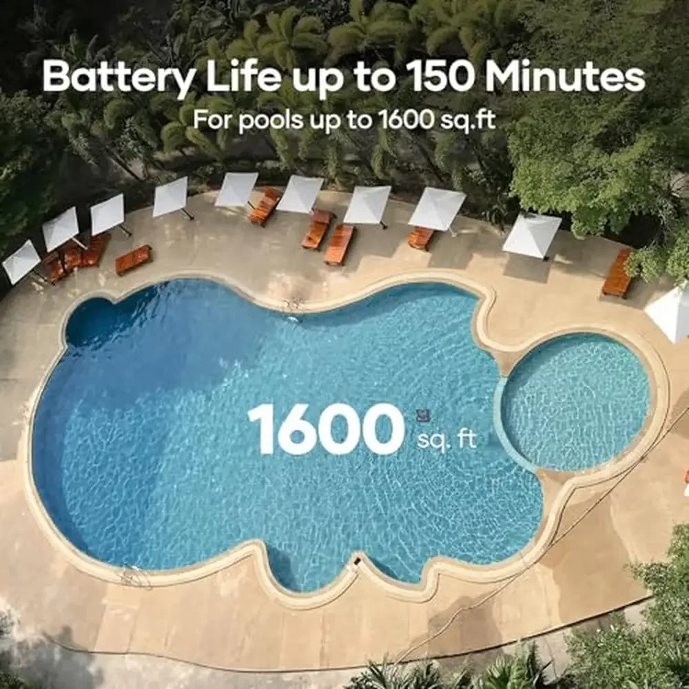 Limpador robótico de piscinas piscinas inground navegação inteligente piso/parede/limpeza de linha de água 150 minutos de tempo de execução 1600 pés quadrados piscina quad-motor