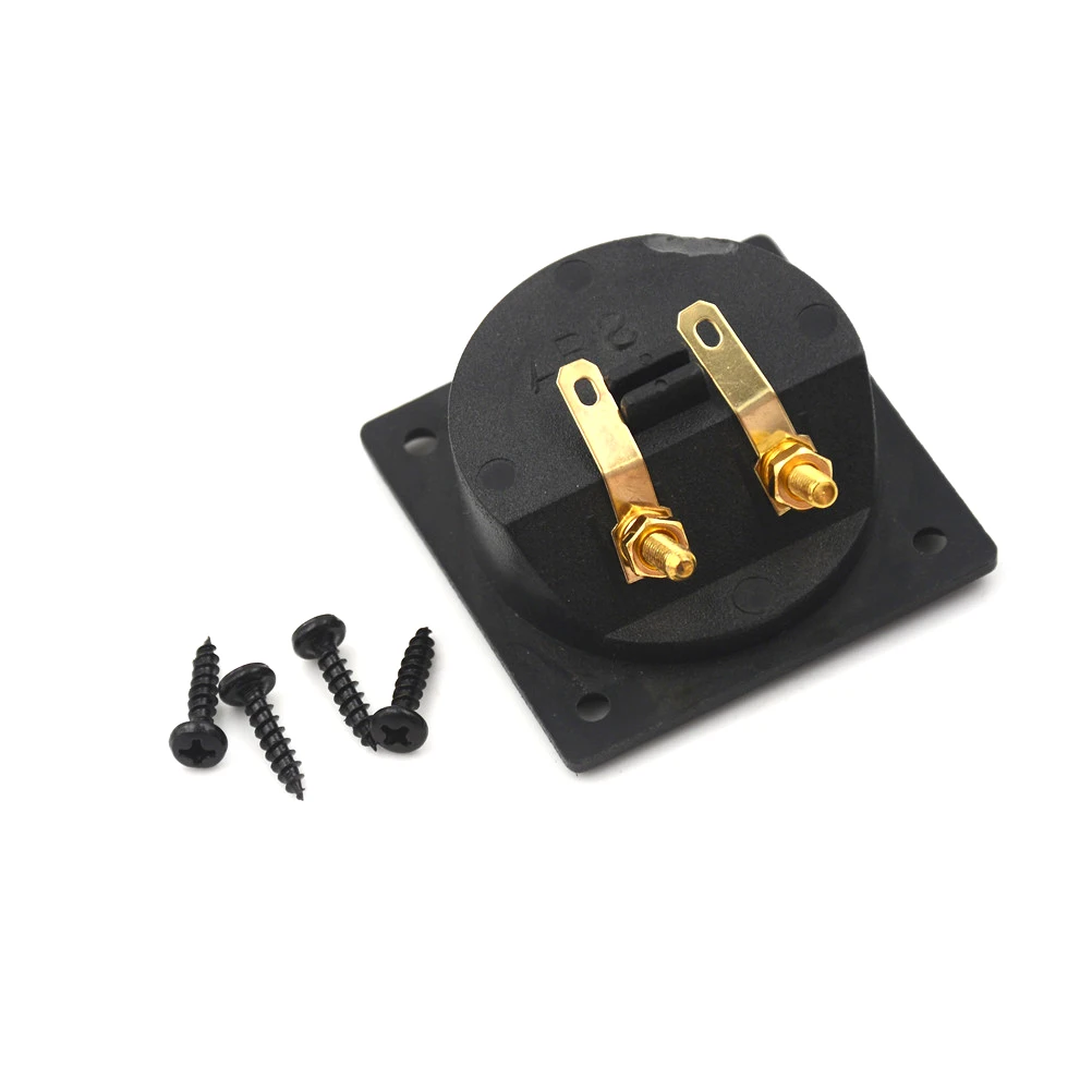 1Pc Square Shape Double Binding Post Type Speaker Box Gold Terminal Cup Black