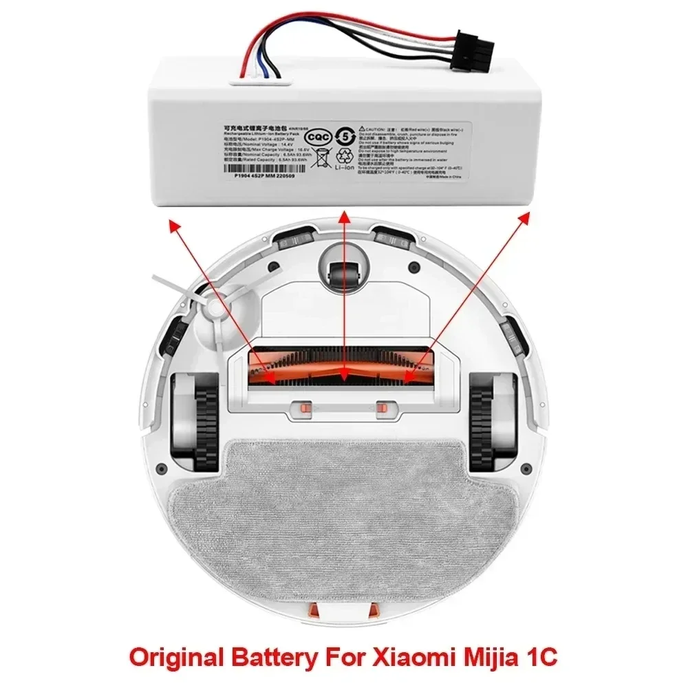 

For Xiaomi Sweeping Mopping Robot 14.4V 5.2/6.5/9.8/12.8Ah,P1904-4S1P-MM Vacuum Cleaner Replace Li-ion Battery