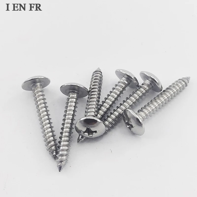 5 a 50 Uds M2.2 M2.9 M3.5 M3.9 M4.2 M4.8 M5.5 M6.3 304 Acero inoxidable JISB1122T Phillips Truss tornillo de madera autorroscante de cabeza grande