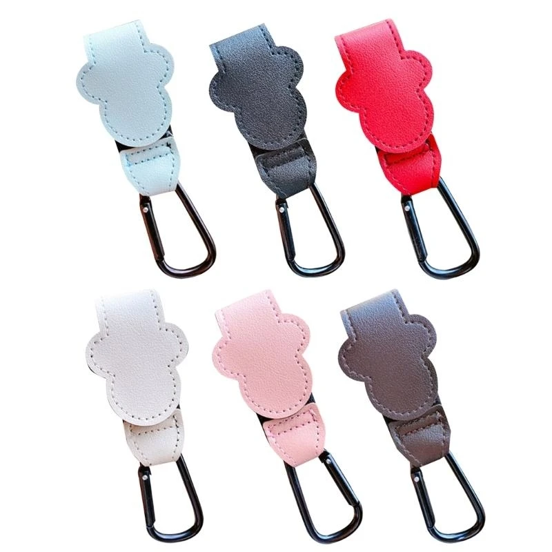 

M76C Baby Stroller Hooks for Hanging Diaper Bags Stroller PU Leather Clips for Bags