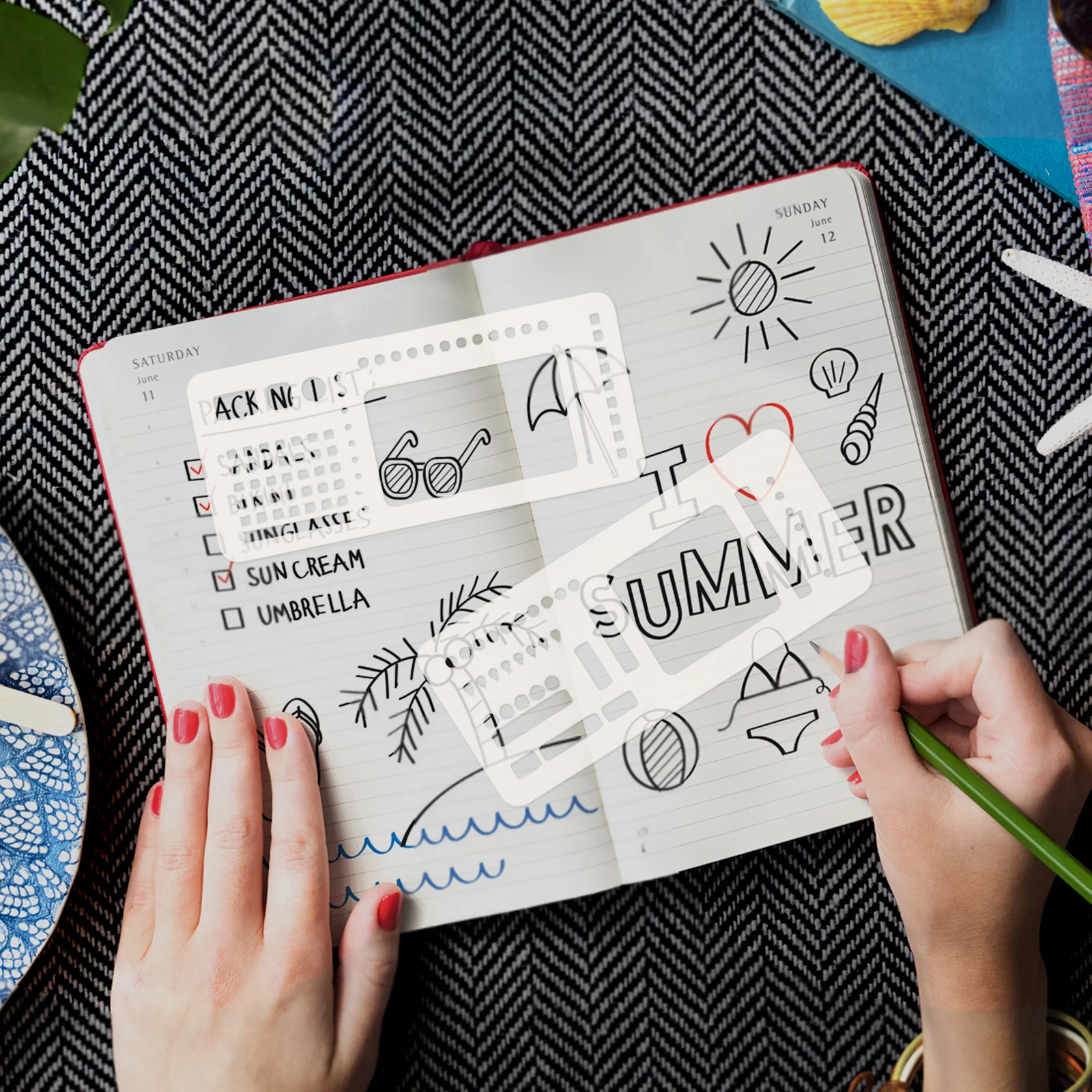 3 set Journal Planner Template Set Reusable Record Stencils For Scrapbooking Daily Planning Flexible Layouts Notepad Journal