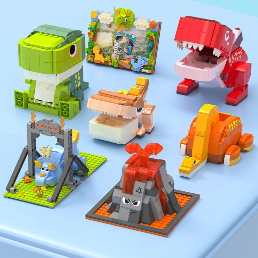 

MOC Фэнтезийный динозавр, горшок для ручки, ящик для хранения, набор строительных блоков, обучающее удовольствие, забавные животные, декор для рабочего стола, игрушки, подарки на день рождения для детей