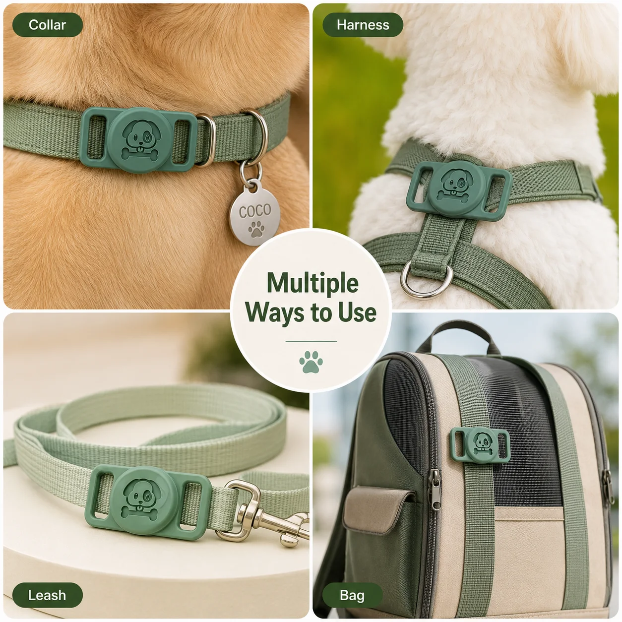 1 Pack AirTag Dog Collar Holder, Waterproof Silicone Hidden Loop Anti-Lost Tracker Accessory for Pets