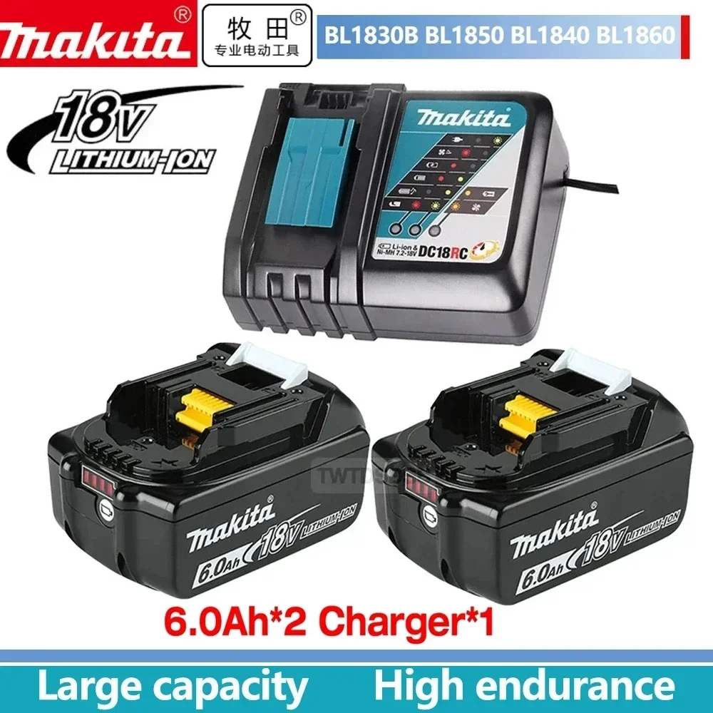 

100% Original Makita Rechargeable Power Tool Battery， Replaceable LED Lithium-ion 6000mAh 18V LXT BL1860B BL1860BL1850 BL1830