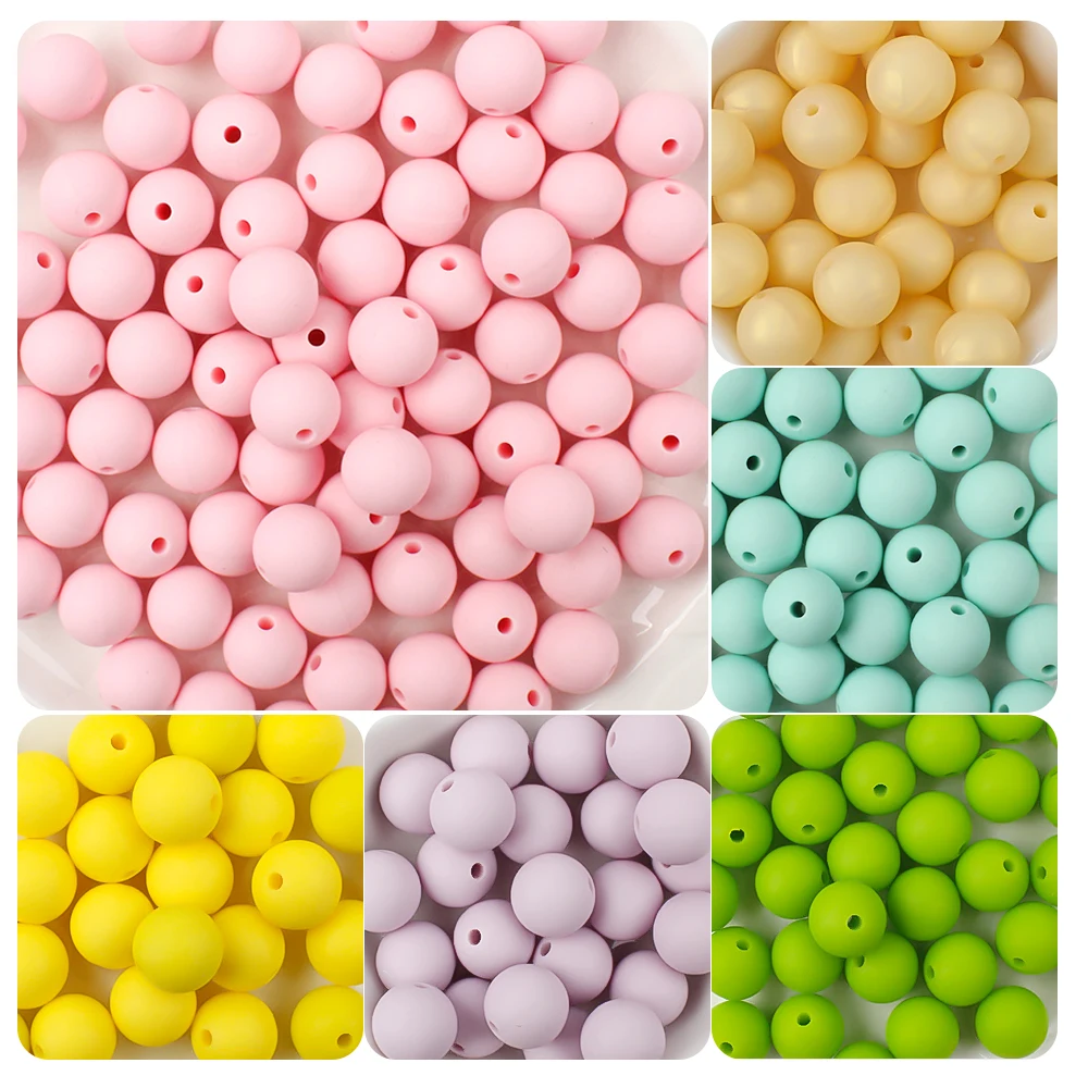 25pcs 12mm 9mm 15mm Round Silicone Beads for Jewelry Making DIY Bracelet Necklace Keychain Beaded Pen Accessory Decorations