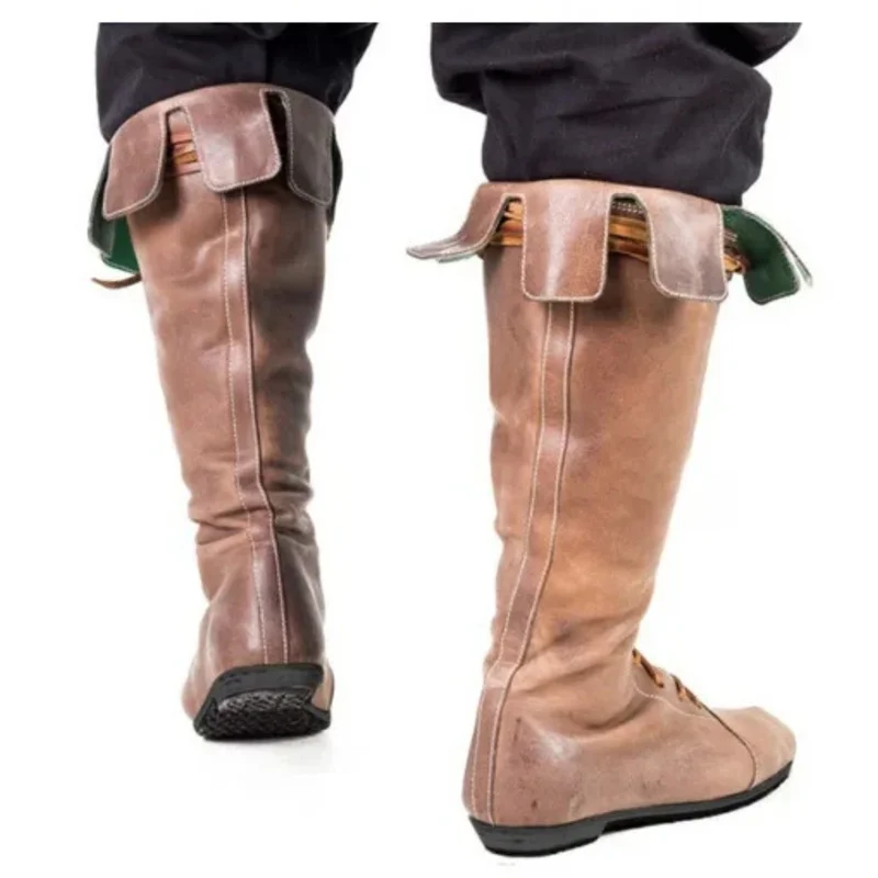 qq273Men عصر النهضة القرون الوسطى بو الجلود القراصنة أحذية رعاة البقر الغربية شيك فارس الأحذية