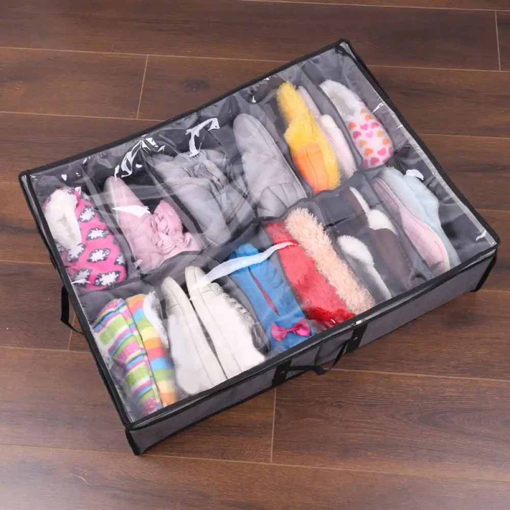 Smooth Zipper Dustproof Foldable Tear-resistant Shoes Container Box Under Bed Shoe Organizer for Sneakers