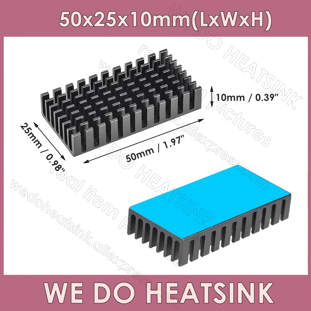 Aluminum Heatsink 50x25x10mm / 1.97x0.98x0.39\