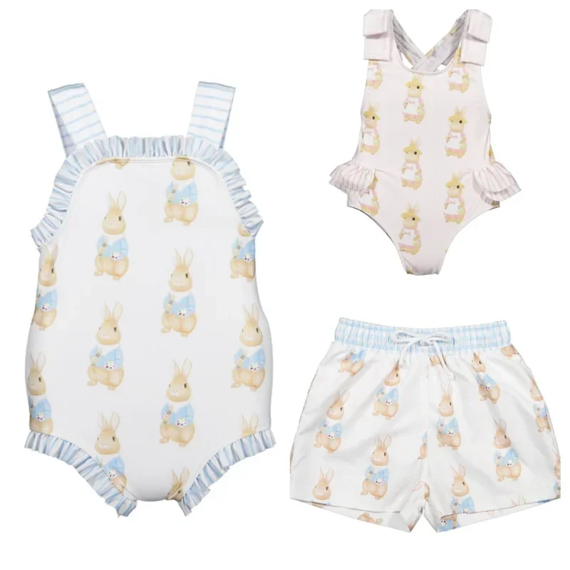 Summer Baby Swimwear One-piece Swimwears Girls Swimsuits Rabbits Beachwear Boys Beach Shorts Swimsuit Kids Bikinis Jumpsuits