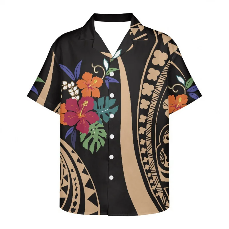 

Cross-border European and American Men's New Bohemian Style Shirt3DDigital Print Casual Trendy Short Sleeve Cuban Collar Shirt