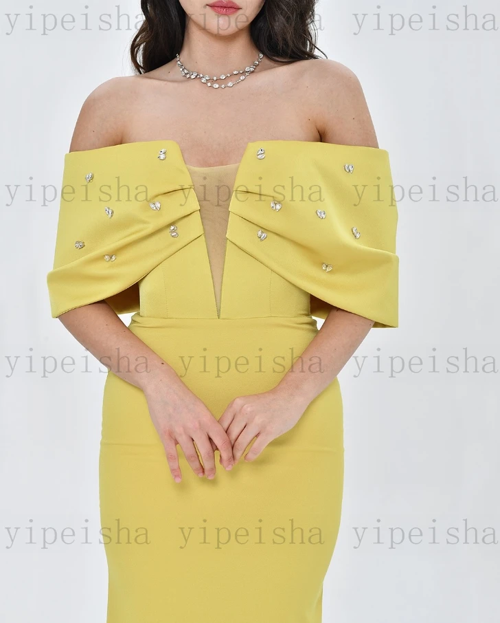 Вечернее платье с глубоким v-образным вырезом по индивидуальному заказу, плиссированное с открытыми плечами, расшитое кристаллами и бисером, платье русалки для выпускного вечера, длинное вечернее платье с открытой спиной