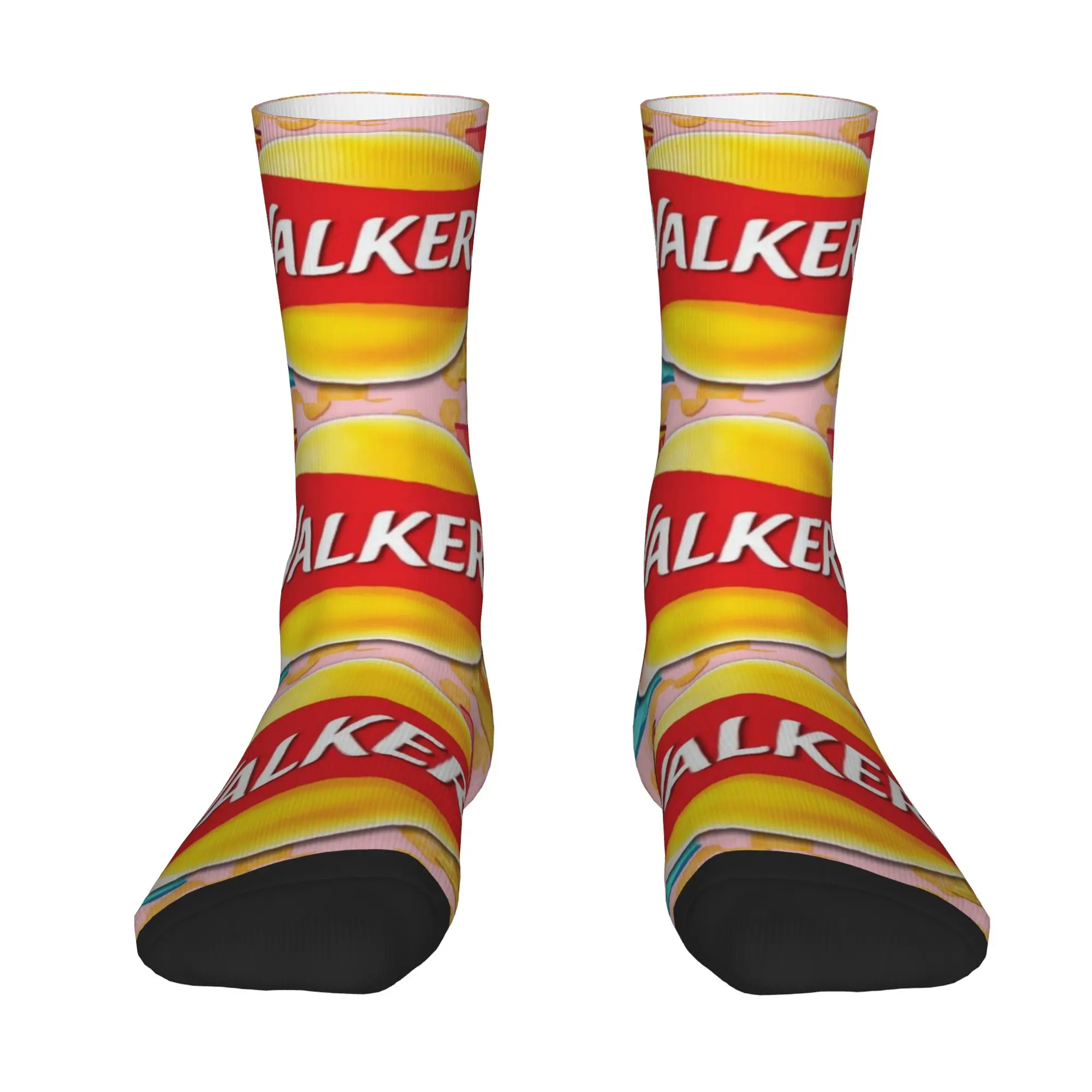 1 Pair Funny Sock Walkers Potato Chips Vintage Quality Pattern Printed Men Crew Socks Novelty Men's Socks