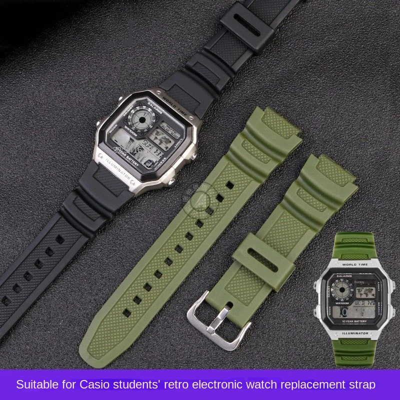 Silicone Rubber Watchband For Casio AE1200 AE-1200 AE-1200Wh 1300Wh 1000W W-216h SGW500 F-108Wh W-219 Sport Bracelet Strap 18mm