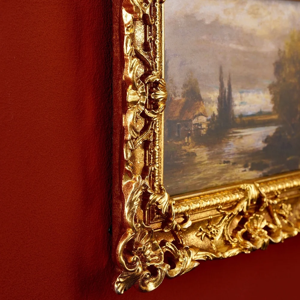 Handcrafted Resin Photo Frame With European Luxury Relief And Gold Accents For Wall Or Tabletop Display 7.6x9.8 Inch