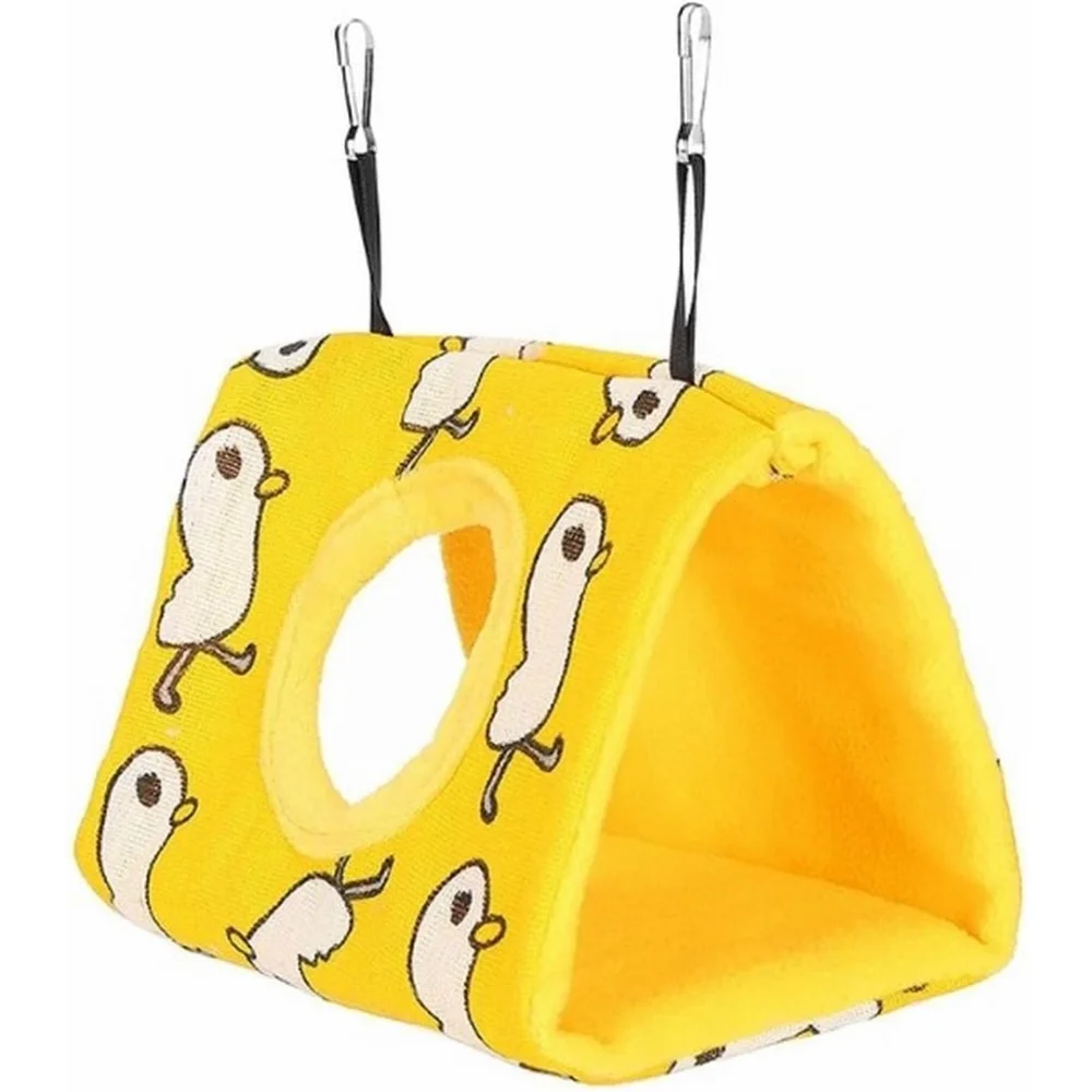 

Birdcage Stands Parrot Nest Plush Snuggle Bird Hammock Small Pet Hut Bed Cage Tent Hole on One Side Hangable with Metal Hooks