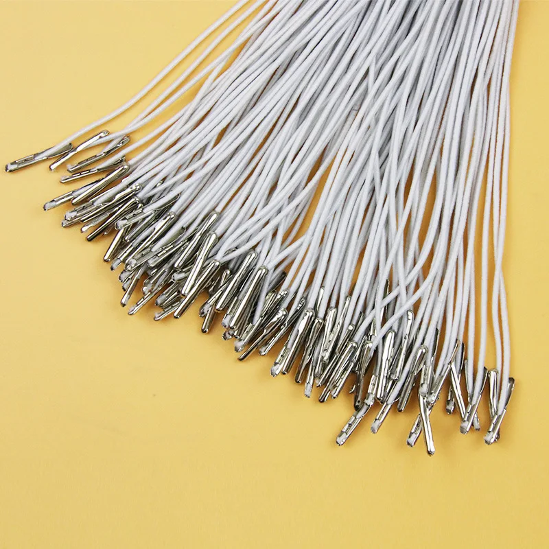 100pcs/Lot  Elastic String Masks Elastic Lanyard Cord Stretch Loop Metal Barbs Fastener Handmade String DIY Sewing Crafts Making