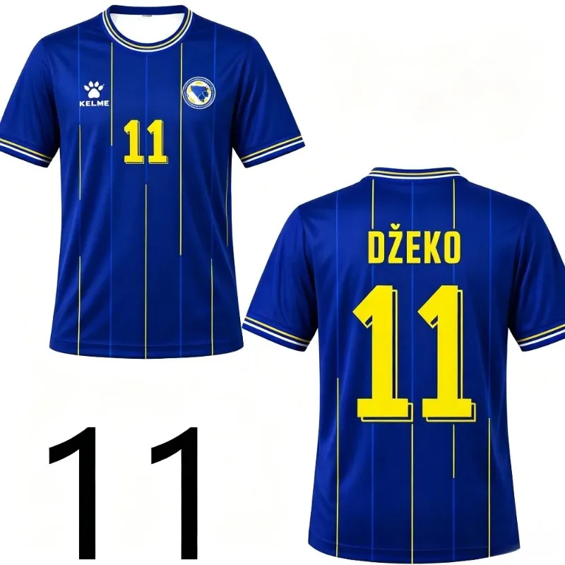 Bosnia Herzegovina‑Inspired Fan Soccer Jersey No.11 Blue Striped 3D Print Quick‑Dry Breathable Unisex Supporter Sports T‑Shirt view 5