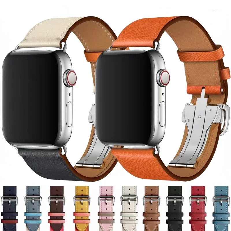 

Ремешок кожаный для Apple Watch Band Ultra 8 7 49 мм 45 мм 41 мм, спортивный удобный браслет для iWatch 6 5 4 SE 44 мм 42 мм 40 мм