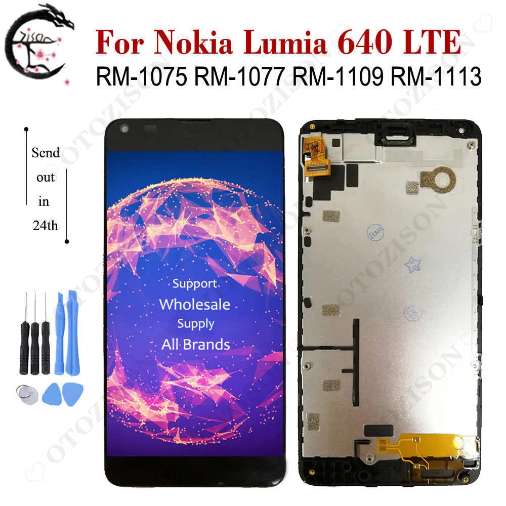 For Nokia Lumia 640 LTE RM-1075 RM-1077 RM-1109 LCD Lumia 630 RM-976 RM-978 Display Screen With Frame Touch Digitizer Assembly