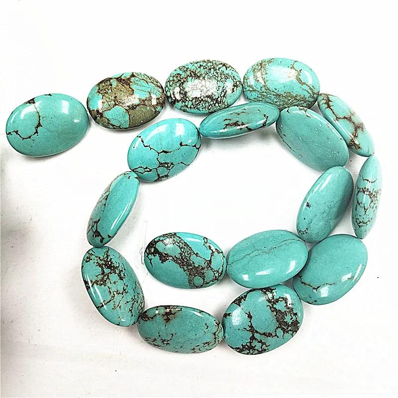 

17PCS Natural Turquoise Stone Strings Size 18X25MM OVAL SHAPE NO HOLE DIY BEADS FINDINGS TOP SELLING GOOD FOR WOMEN NECKLACE